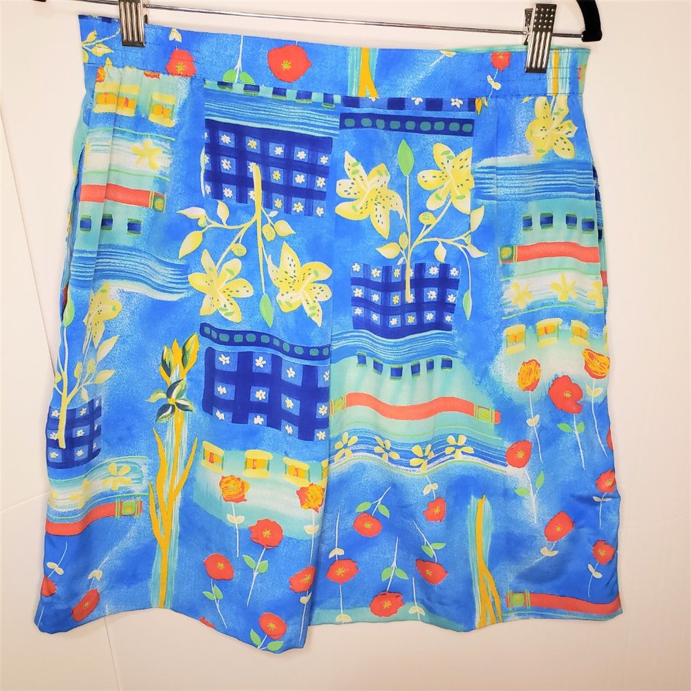Vintage 1980s High Waisted Colorful Floral Shorts - Picture 2 of 4